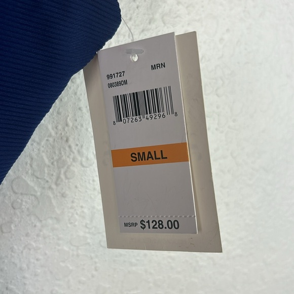 New nwt Becca Fine Line Rib One-Piece Swimsuit deep blue S - Picture 4 of 10